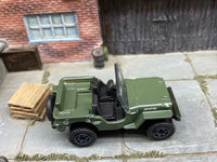 Matchbox Jeep Willys Army Green loose diecast - side profile detail shot