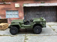 Matchbox Jeep Willys Army Green - rear angle view showing tampo details