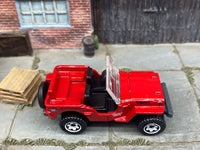 Matchbox Jeep Willys Red loose diecast - side profile detail shot