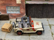 Matchbox Jeep Wrangler Jurassic Park Tour Jeep gold and red loose diecast - gallery image 2 of 3