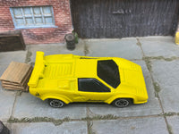 Matchbox Lamborghini Countach LP 500s Yellow loose diecast - side profile detail shot