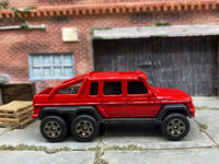 Matchbox Mercedes-Benz AMG 6X6 Truck Red - rear angle view showing tampo details