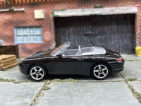 Matchbox Porsche 911 Carrera Cabriolet Black - rear angle view showing tampo details