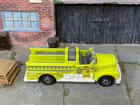 Matchbox Seagrave Fire Engine Fire Truck Neon Green loose diecast - side profile detail shot