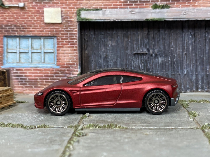 Matchbox Tesla Roadster in Satin Dark Red, loose diecast car