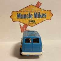 Blue Matchbox '75 Chevrolet Van with WiFi Repair graphics, view 5