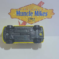 Yellow 2004 Matchbox Scion with Mickey Mouse Blast Off graphics, view 3