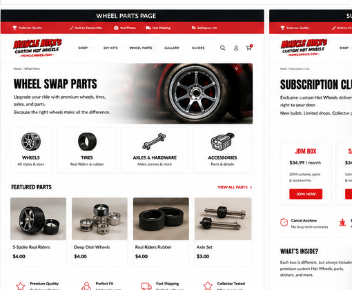 Wheel swap parts and tires
