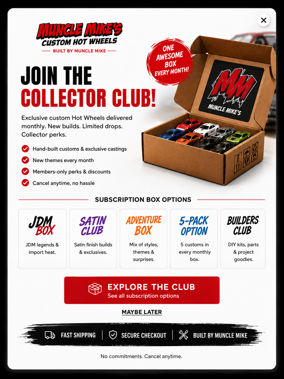 Muncle Mikes subscription club box with custom diecast cars